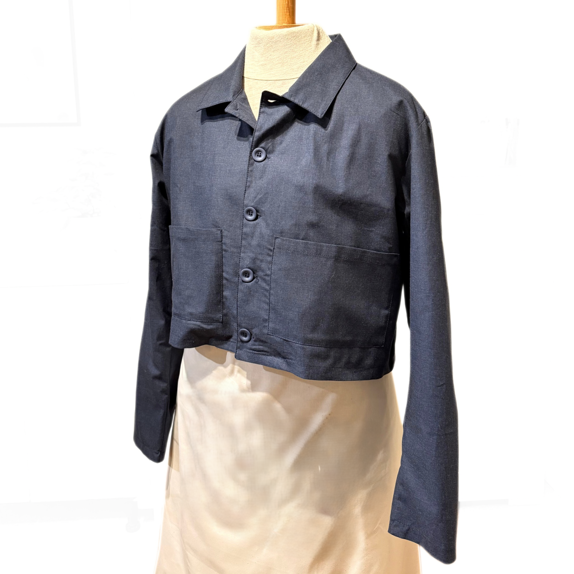 Jacka i kort modell grå/blå